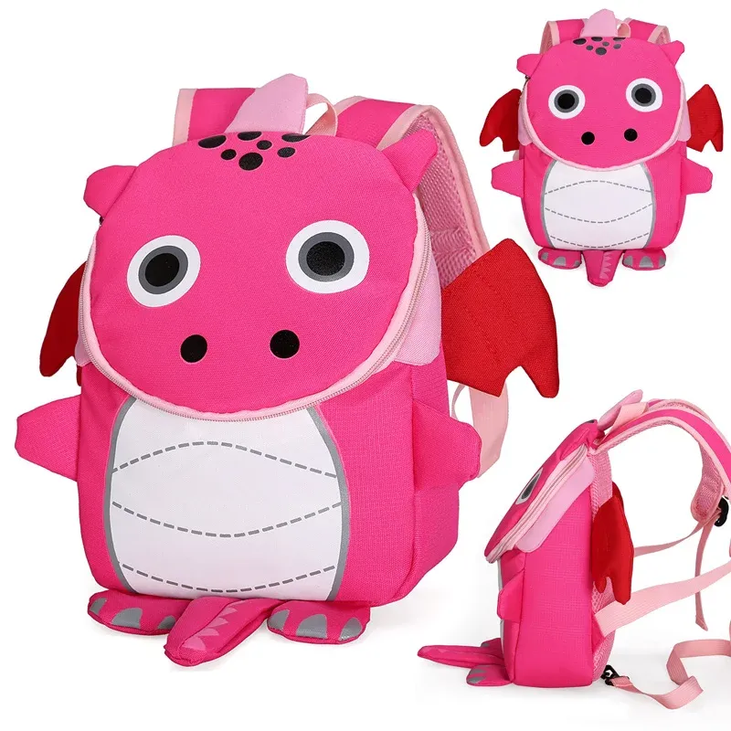 Sacs Rose Dragon School Sac à dos pour enfants mignon 3d Dinosaur Design Kids School Sacs Boys Girls Schoolbag Plecak Szkolny