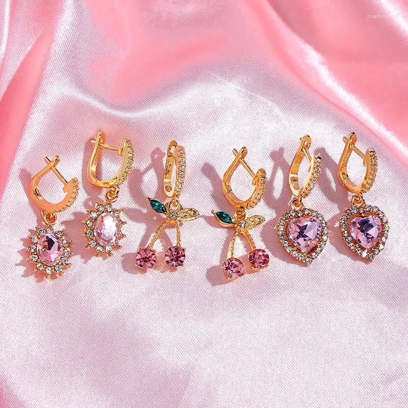 Orecchini a pennello Fashion Flatfoosie CZ Cherry Butterfly Drop per donne Regali di gioielleria di cristalli geometrici di cristallo geometrico