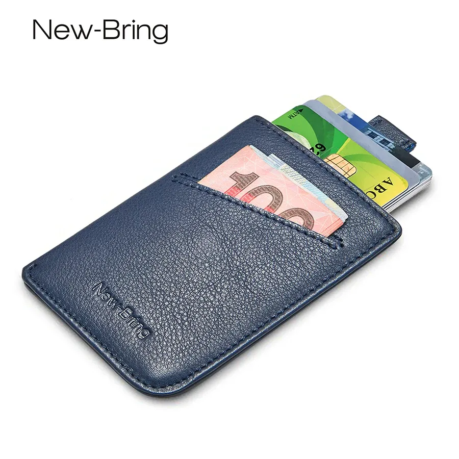Tutucular Yenibring ince deri cüzdan erkek kredi kartı kimlik sahipleri kompakt mini çanta nakit kadın kartı tutucu kol çantası mavi siyah