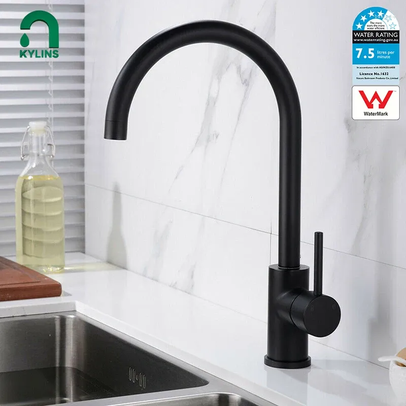 Mutfak Muslukları Kylins Spout Tek Kol Sarı Lavabosu Mat Mat Siyah Havza Washbasin Su Karıştırıcısı Tapware