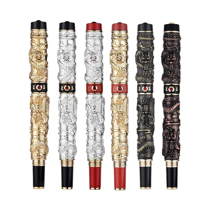 Stylos de haute qualité marque Jinhao Dragon Head Best Quality Metal Ink Fountain Pen Office Office Executive Men de commerce