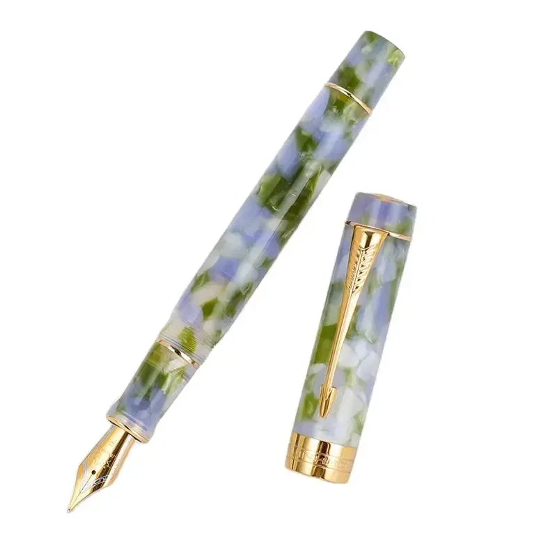 PENS Luxus Jinhao 100 Fountain Pen Century Checkerboard Kaleidosc Pink Acryl Spin Gold Elegante Tinte Stift Business Office Supplies