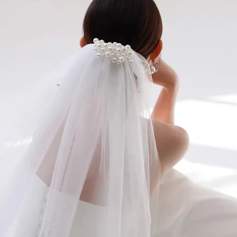 Bridal Welles Krótkie perełki z koralikami ślub z grzebieniem 2 -poziomowe miękkie akcesoria do włosów do odblokowywania romansu VP99