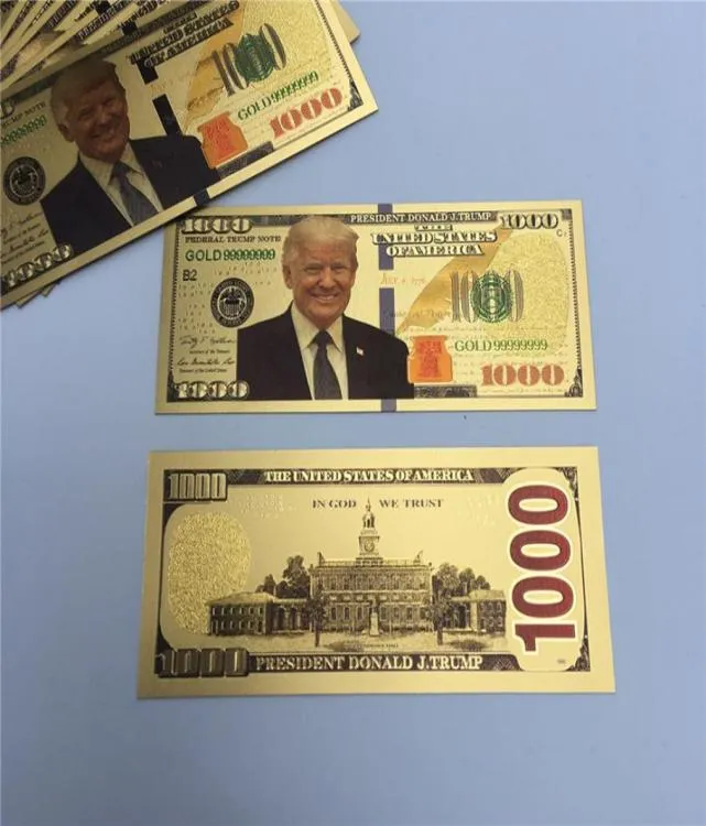 Donald Trump Dollar Président américain Banque de billets d'or Bills America General Election Supply Souvenirs Fake Money Coupon Coupons E3217185