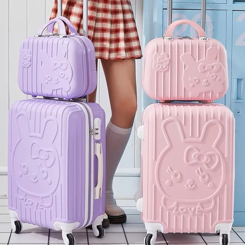 Sets children Lovely Rolling luggage set women trolley suitcase girls pink spinner brand carry ons luggage travel bag with handbag