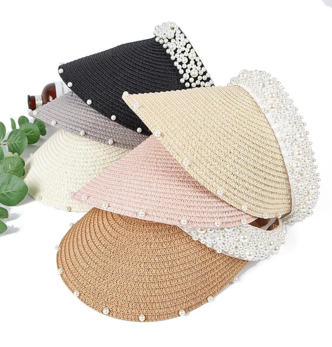 Nieuwe populaire mode luxe ontwerper Summer Outdoor Beach Elegante Pearl Hats Casual Baseball Ball Caps For Women Without Top9013597