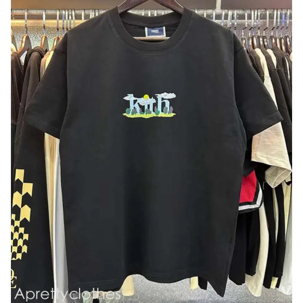 Kith T Shirt High Street Tide Marke Kite Herren T-Shirts Street View bedruckte kurzärmelige Rosenfliesen für Männer und Frauen Tee Baumwolle Kith 887