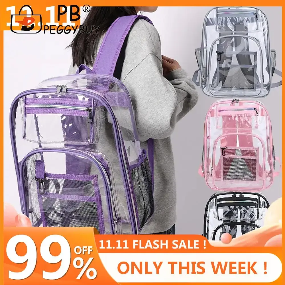 Sac à dos Summer Man Ladies Bookbag Transparent PVC Sac à dos sac à dos de grande capacité Sacs scolaires multifonctionnels pour sports de plein air