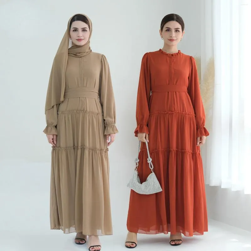 Vêtements ethniques 2024 Couleur continue Long Robe Femmes musulmanes Modestes robes Islam Elegant Ladies Party Abaya