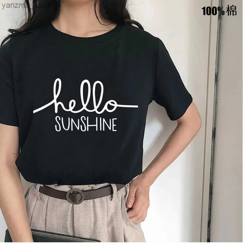 Women's T-Shirt Hello Sunshine Printed T-shirts Women Summer Shirts for Women Slve Graphic T Harajuku Crew Neck Camisetas Mujer Y240420