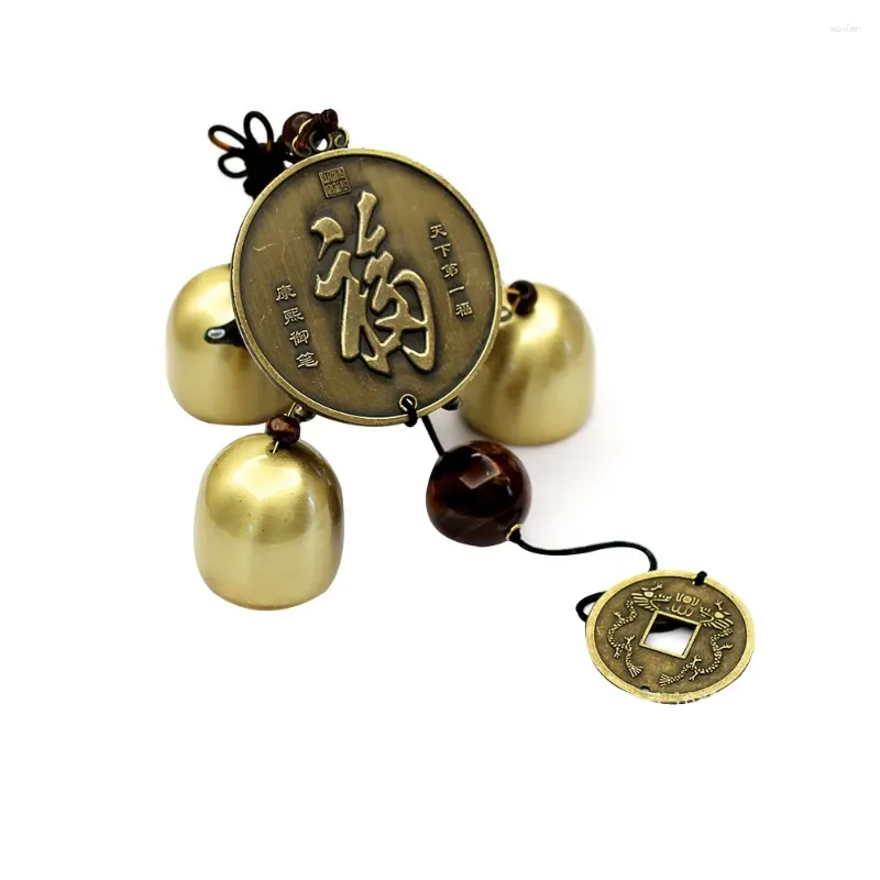 Dekorativa figurer Feng Shui Kangxi W "fu" betyder lycka -Good Fortune Success Temple 3 Bells WindChimesw3003