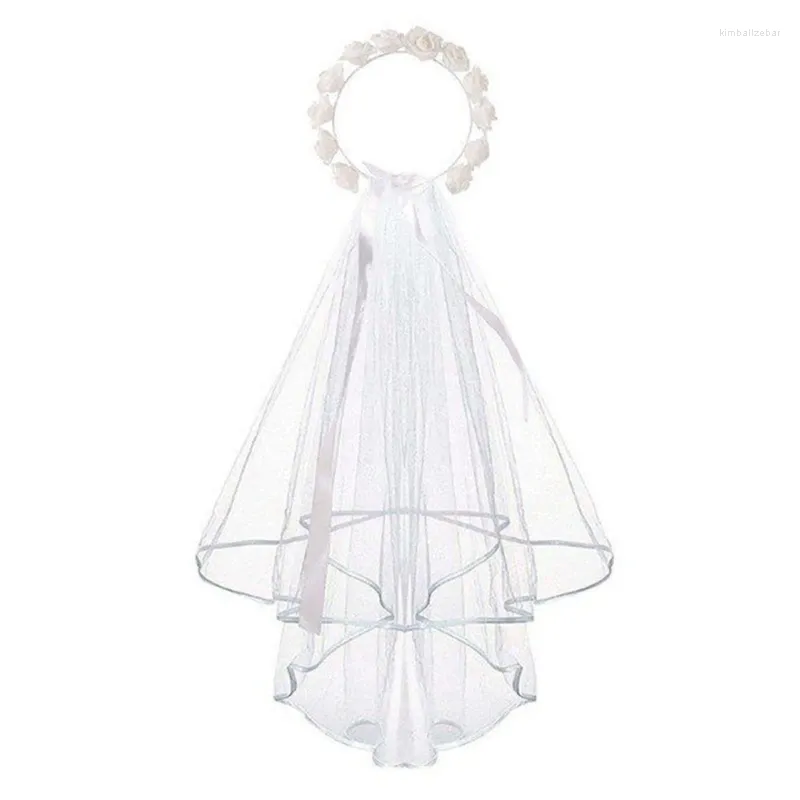 Clips de cheveux Romance Flower Headress Band Upd avec Veil Trend Trend Bride Party