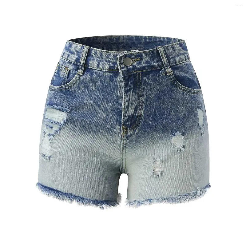 Kvinnors shorts rippade denim sommaren jean mitt stigande vikta hem jeans korta byxor för kvinnor avslappnad