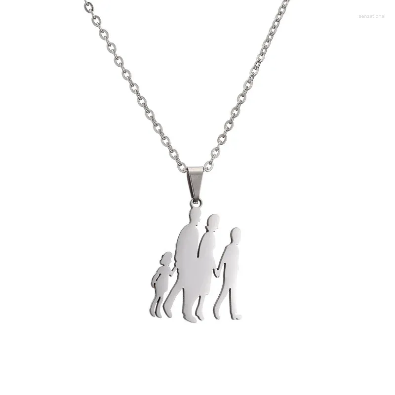 Hanger kettingen Wanzhi familielid Silhouette ketting voor mannen en vrouwen kinderen metaal roestvrijstalen choker mode -accessoires