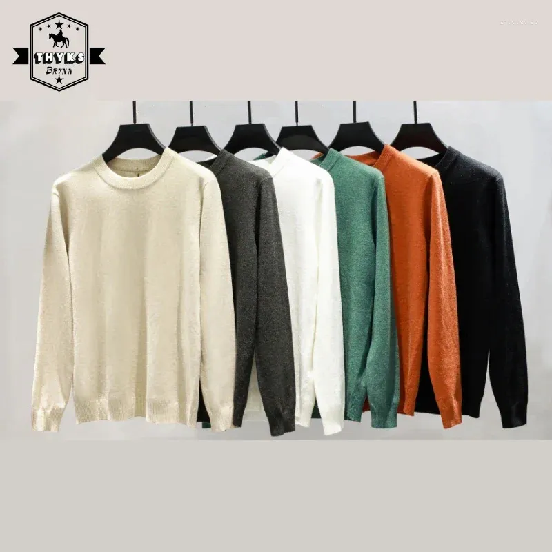 Heren truien kwaliteit licht zakelijk gebreide pullover mannen casual o-neck massief basic shirt tops mannelijke herenjuist vintage eenvoudige breien