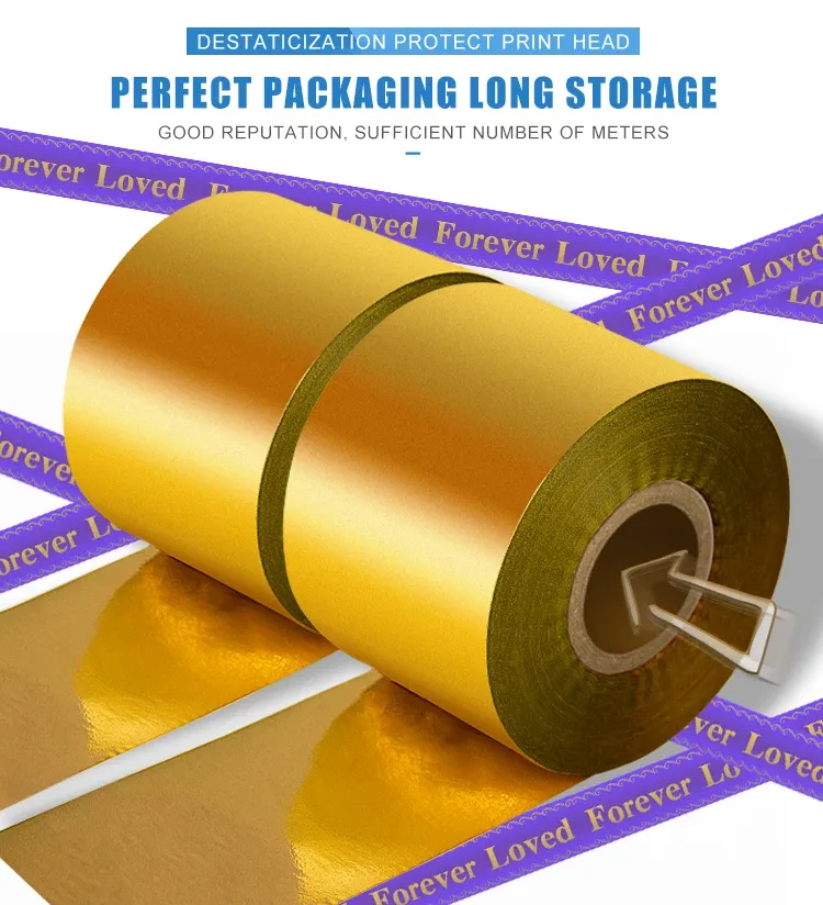 Printers Satin Ribbon Gold Foil Printer Professional 50mm width100m Length Sliver Foil Gold Foil