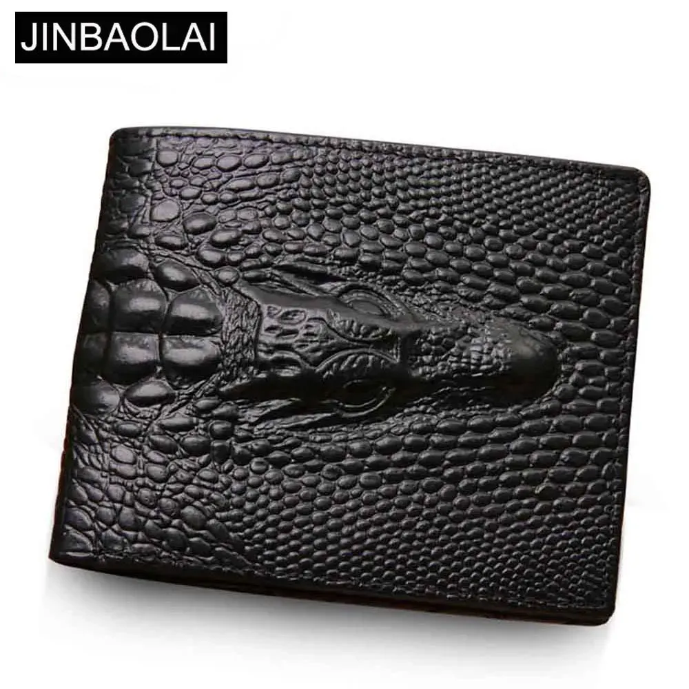 Portefeuilles en cuir authentique Men de portefeuille Crocodile Modèle Pocket Black Men Hen Men de cuir portefeuille Portefeuille de cartes de haute qualité Purse