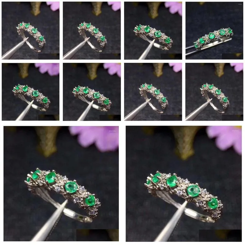 Küme halkaları doğal zümrüt halka 925 sterling sier 3 m 5pcsgemstone ince mücevher damla teslimat dhmk3