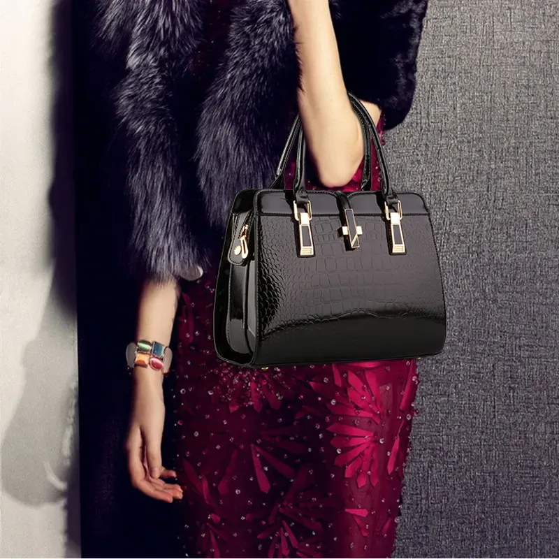 HBP handbags purses new crocodile pattern women shoulder bags pu leather handbag bag black color