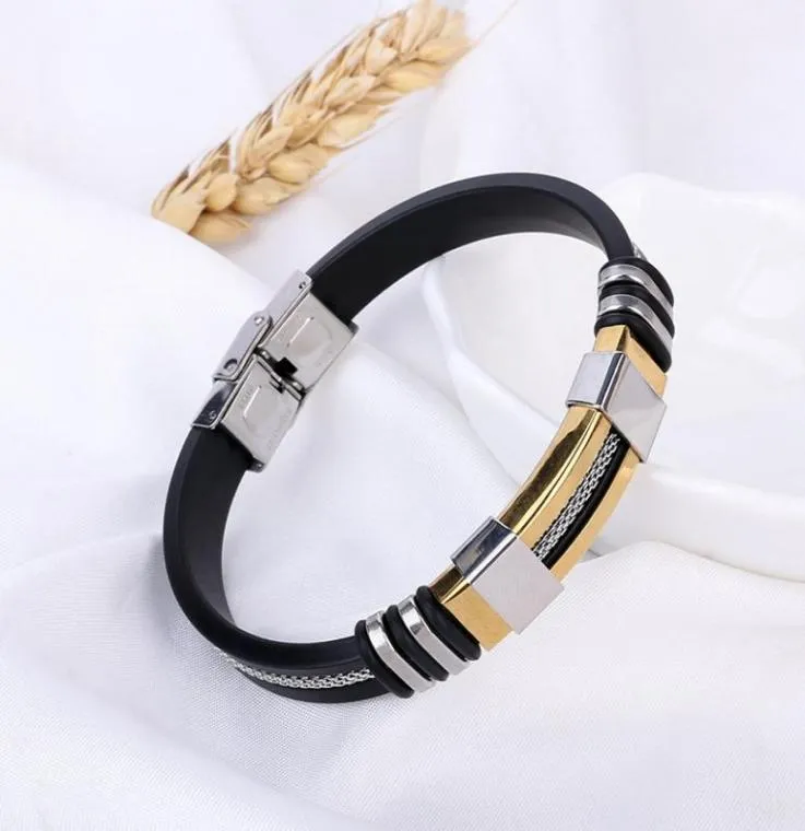 Men Bracelet Fashion Jewelry Mens Bracelets Punk Silicone Stainless Steel Charm Cool Men039s Band Bangle Wristbands Gifts For M4238984