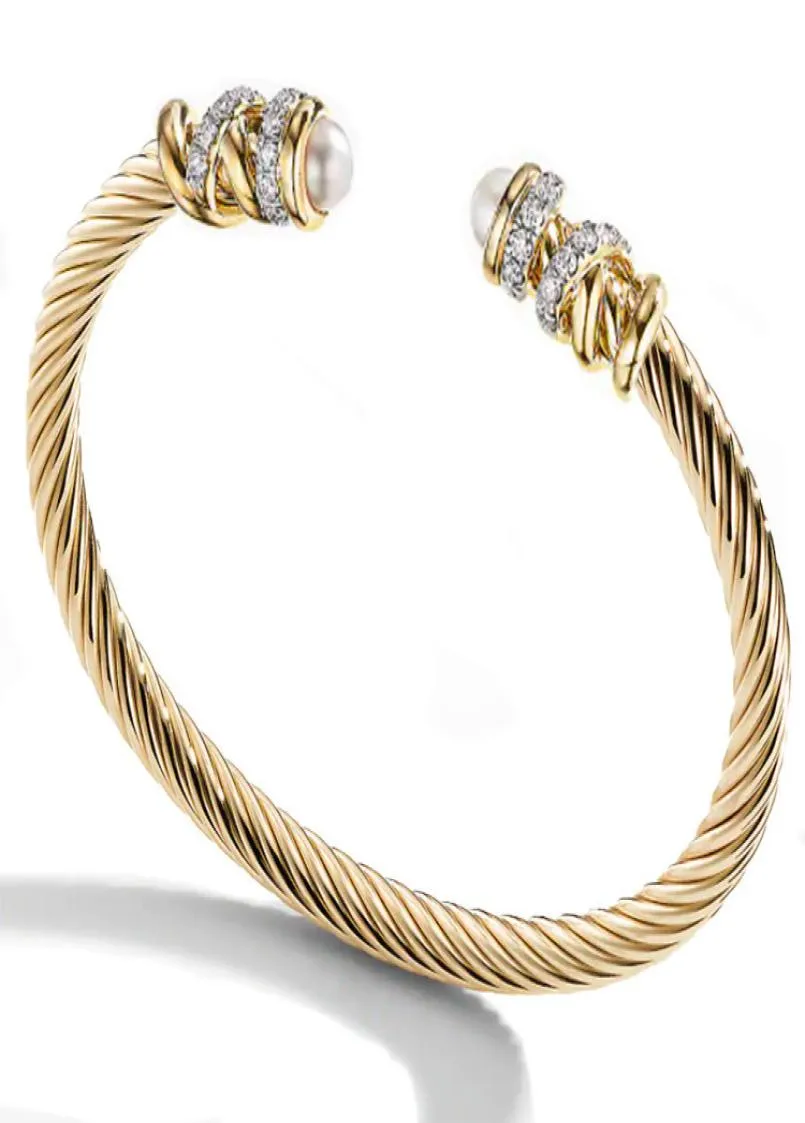 Jewelry fashion bracelet women's woven steel rope inlaid with Haoshi stainls steel 18K gold open Bracelet5641012