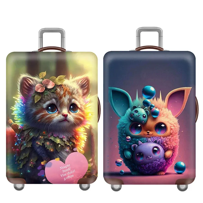 Accessories Colorful Cartoon Thicken Luggage Cover Elastic Baggage Covers Suitable 19 To 32 Inch Suitcase Case Dust Cover Travel Accessories