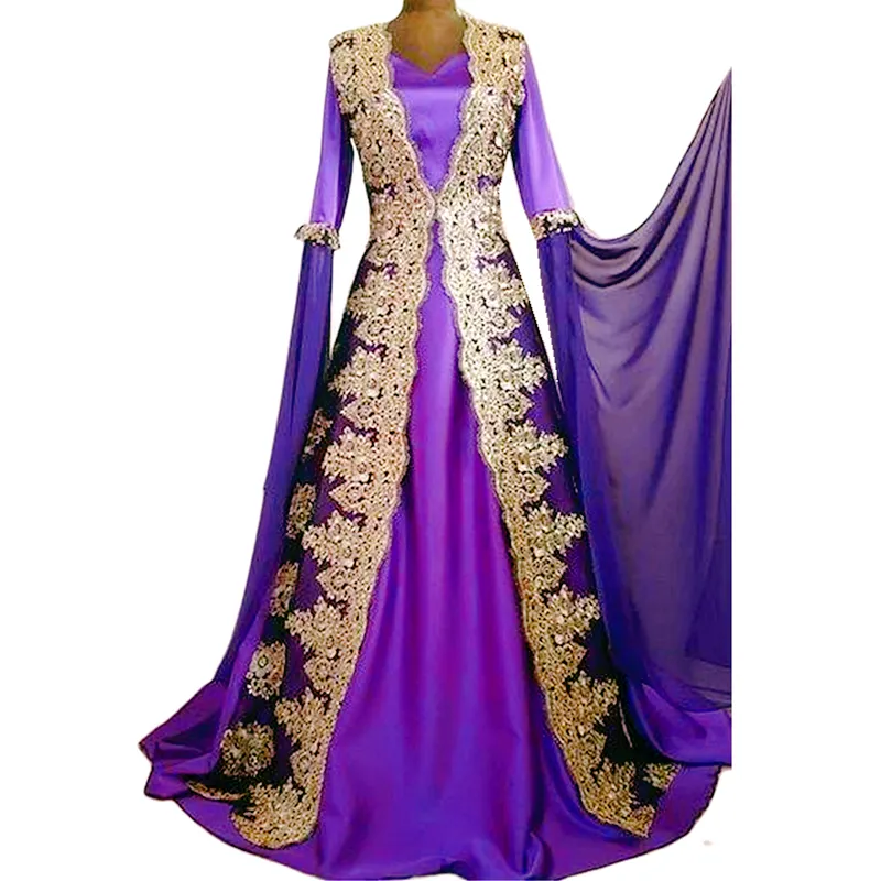 purple and gold kaftan dress Kaftan Zahra main image 0
