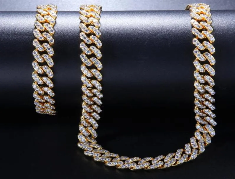 Gold Silver Color Micro pavé 8 mm CZ Miami Colliers Cuban Chains Colliers Bracelet Hiphop Mens Iced CZ Fashion Jewelry Gift231H9350242