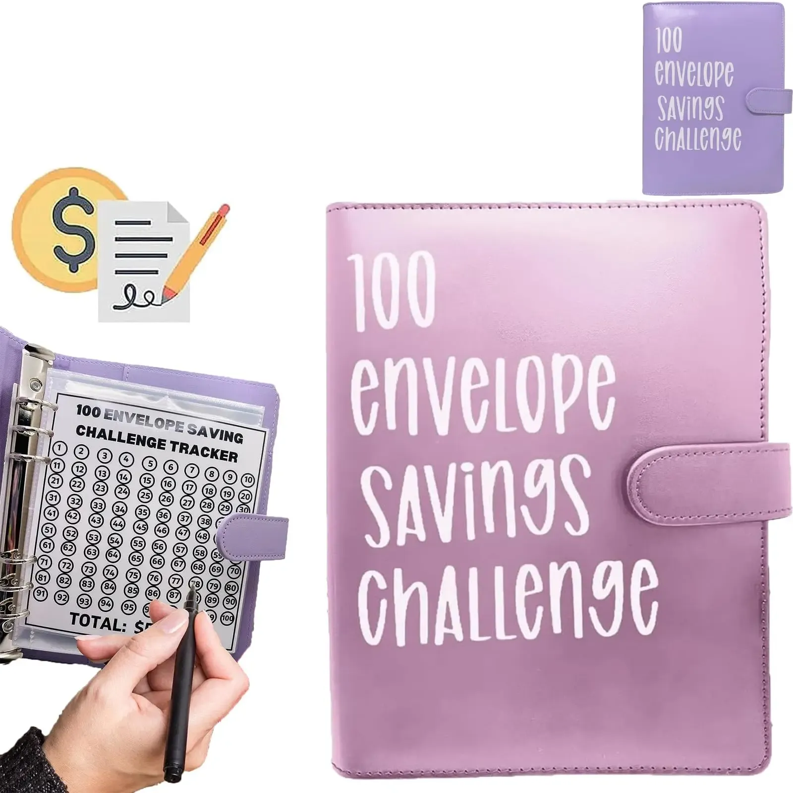 Tassen 100 Envelope Challenge Binder, Savings Challenges Book met enveloppen, Budget Planner Book voor budgettering