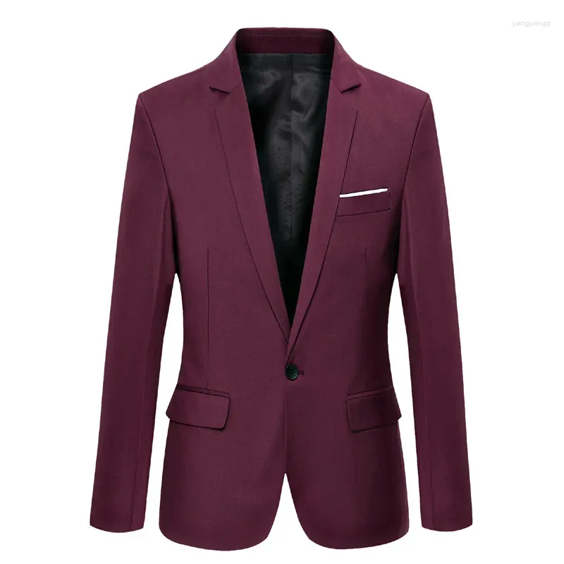 Men's Suits High Quality Blazer 2024 Slim Solid Color One Button Suit Jacket Fashion Business Formal Wear Plus Size 5xl