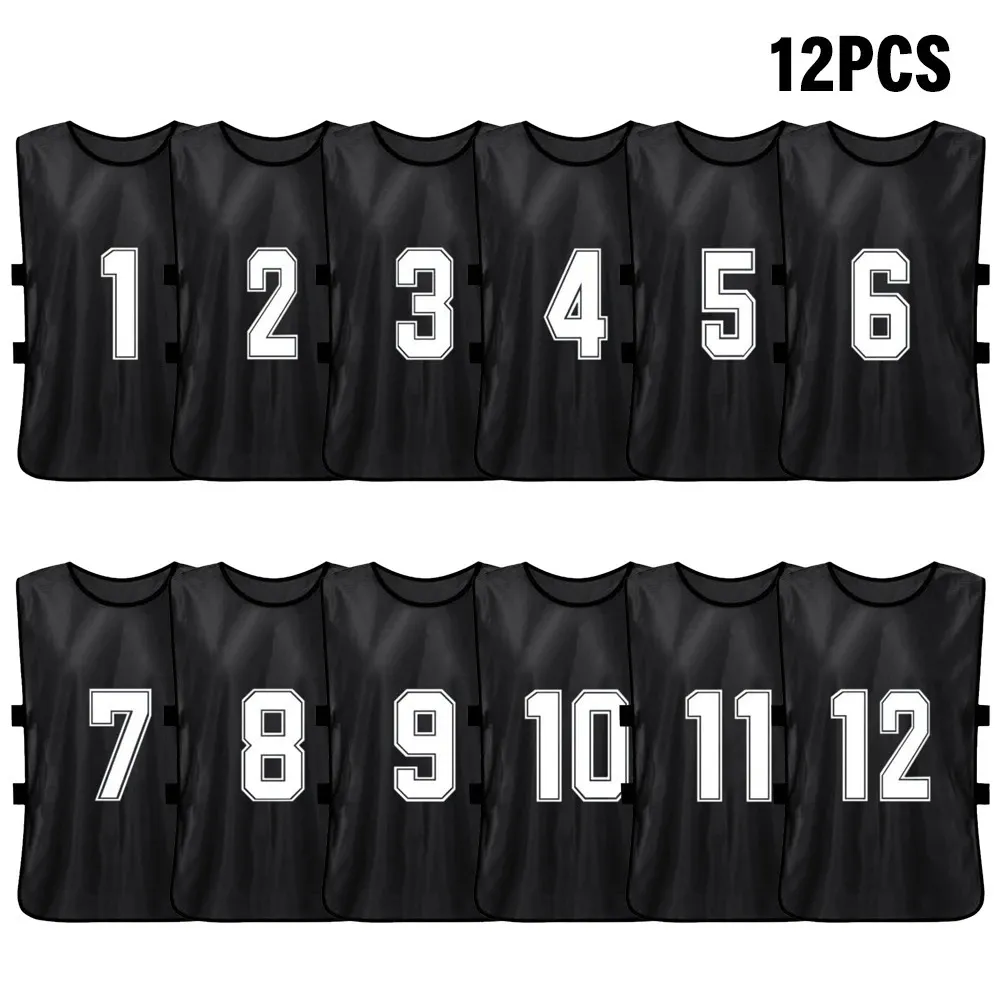 6/12 PCS Vuxna Soccer Pinnies Snabbtorkning av fotbollslagtröjor Sports Soccer Team Training Numrerade Bibbs Practice Sports Vest 240407