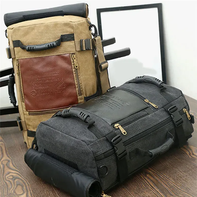 Sırt çantaları Yeni büyük kapasiteli tuval erkekler için sırt çantası seyahat sırtlı moda omuz çanta açık seyahat çantası erkek rugzak bagaj çantası