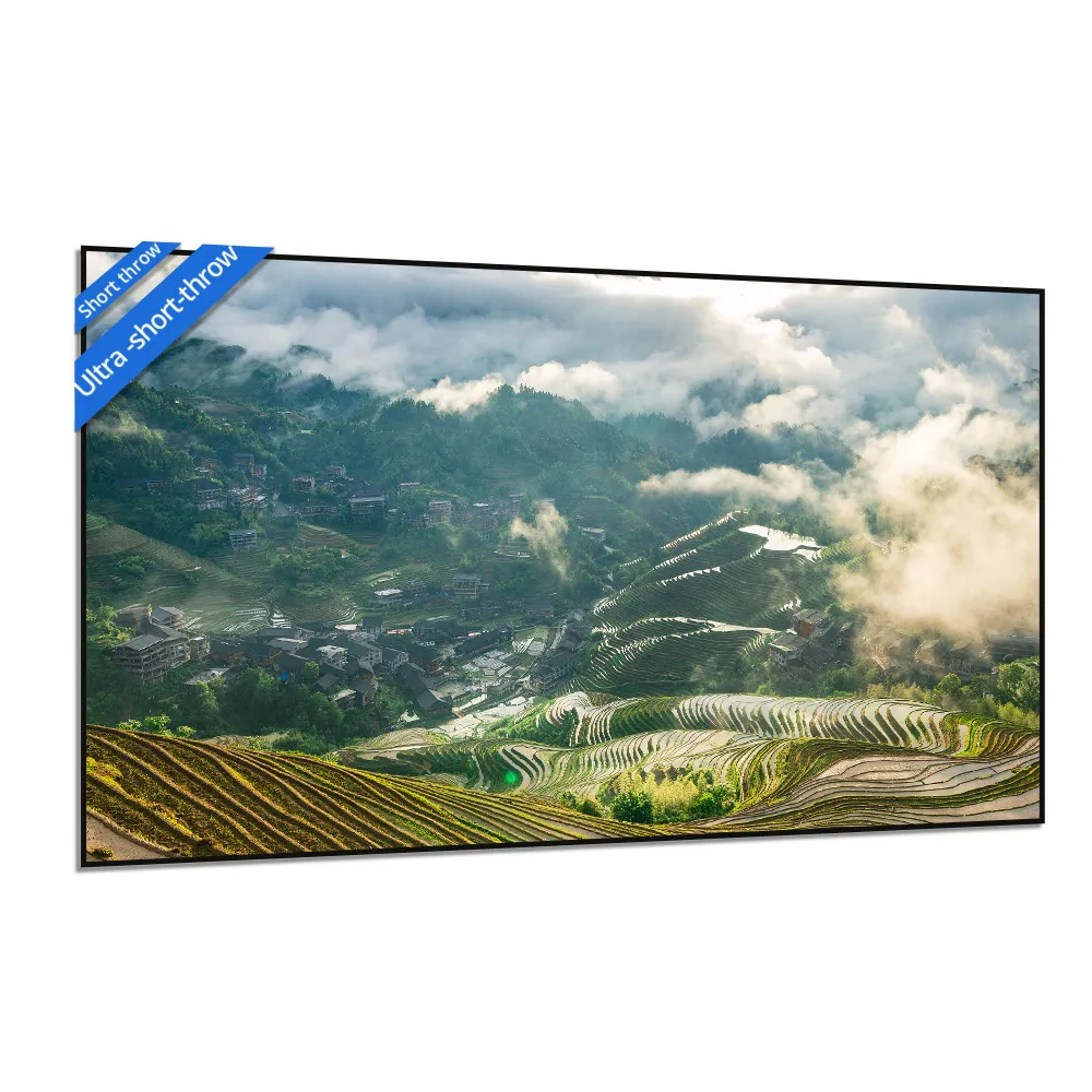 Hoge kwaliteit 84 -120 inch FScreen Fresnel -scherm 16: 9 8K ALR Projector Screen Lange worp Vaste frame Projectieschermen CLR 8K