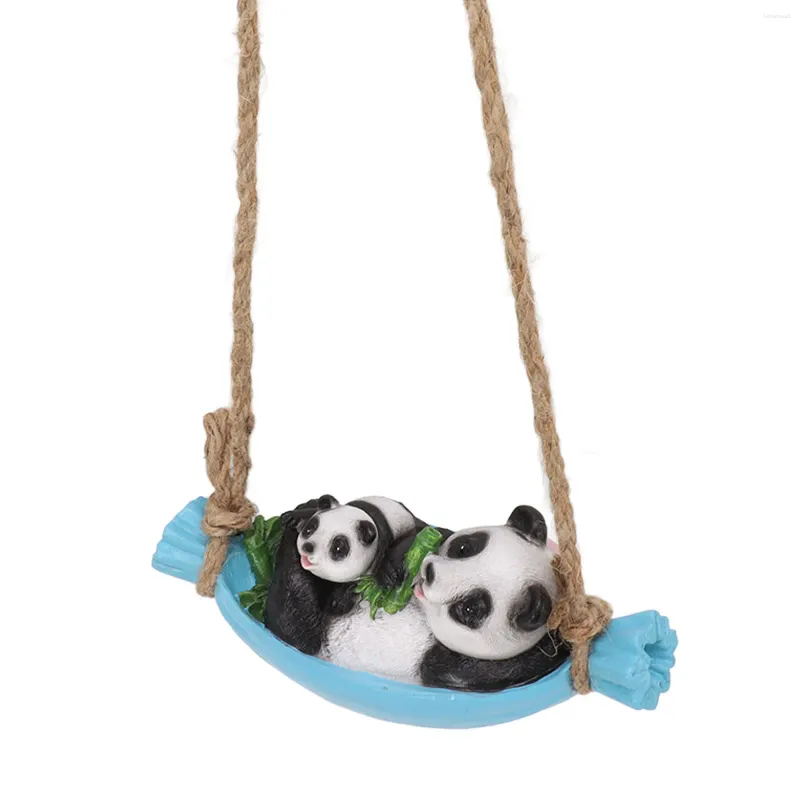 Figurines décoratives Swing Panda Statue Mère et bébé allongé sur la simulation de résine Sculpture du jardin animal