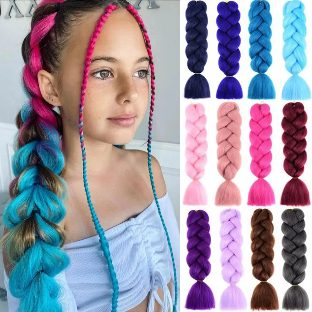 Azqueen 24 -calowe Jumbo Braids S syntetyczne warkocze włosy afro Ombre kolor Kanekalon dla dzieci Braid 240410