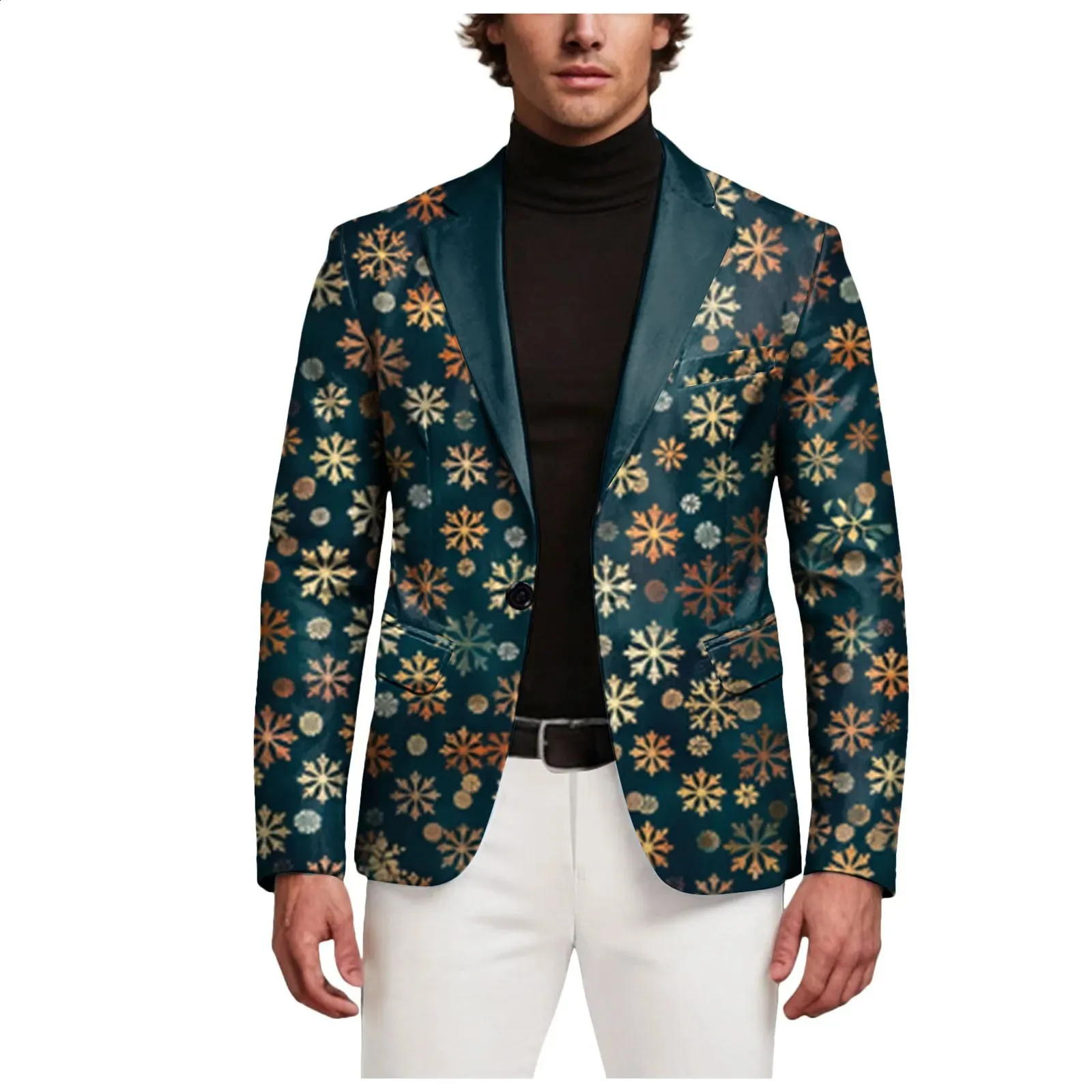 Men's Christmas Tree Printed Suit Jacket – Slim Fit Novelty Tuxedo