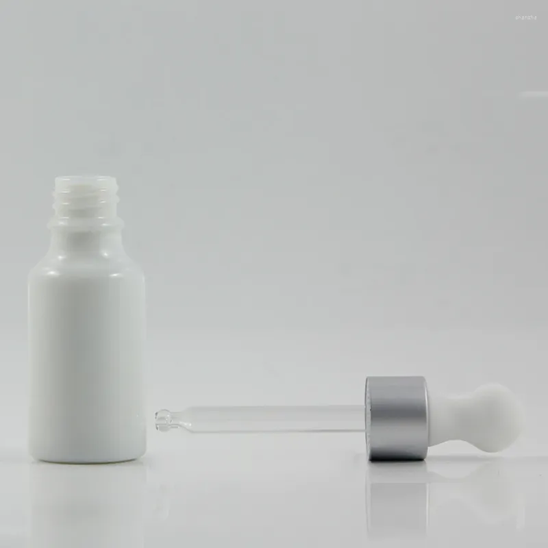 Storage Bottles High Quality 20ml Mini Essential Oil Glass Bottle With Dropper Empty White Jade Portable Perfume