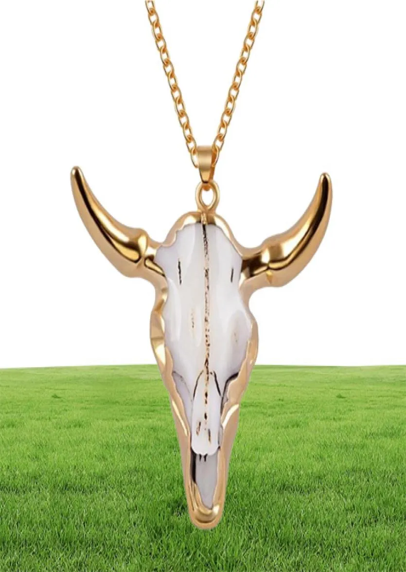 Designer Necklace Luxury Jewelry Vintage Bull Skull Men039S Pendant Wrapped Gem Buffalo Cattle American Western National Style 8757994