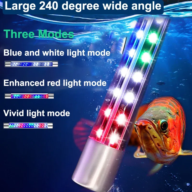 Aquários Fish Tank Lâmpada Lâmpada LED Lâmpada Aquário Lâmpada de mergulho Dragon Dragon Lâmpada de peixe Tubo colorido peixe de água pequena lâmpada de planta