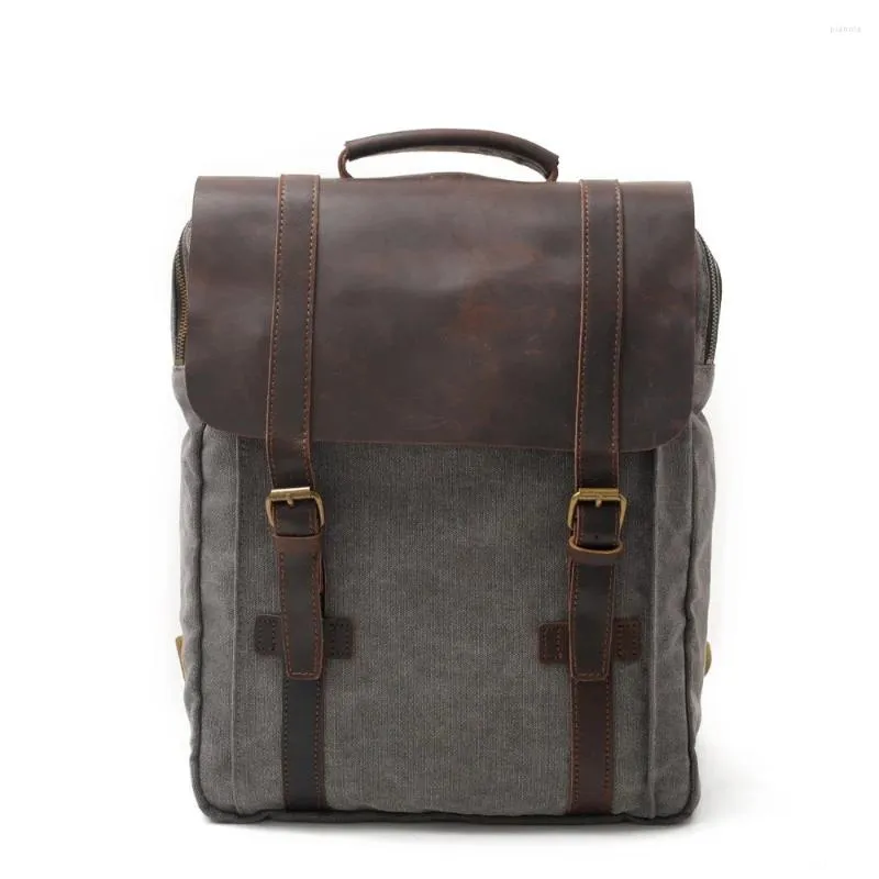 Backpack Men Canvas Vintage For School Bag Military Women Rucksack Male Knapsack Bagpack Mochilas Feminina