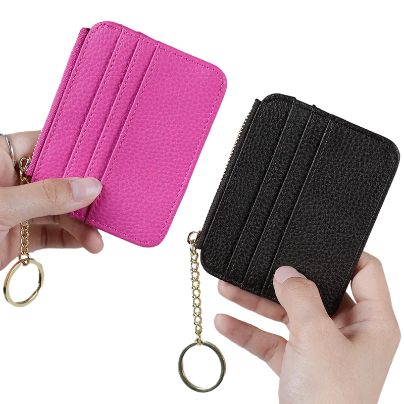 Holdants Carte pas cher portefeuille Femmes à fermeture éclair à glissière Bourse de monnaie Slim Cartes avec couverture de carte de crédit pour fille de couverture Keychain Mini Holder pour femmes