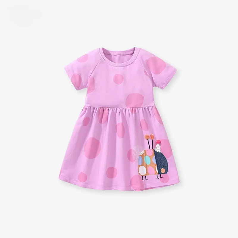 2024 Europe and America children's skirt Girls' dress Short sleeve summer pure cotton children's princess dress