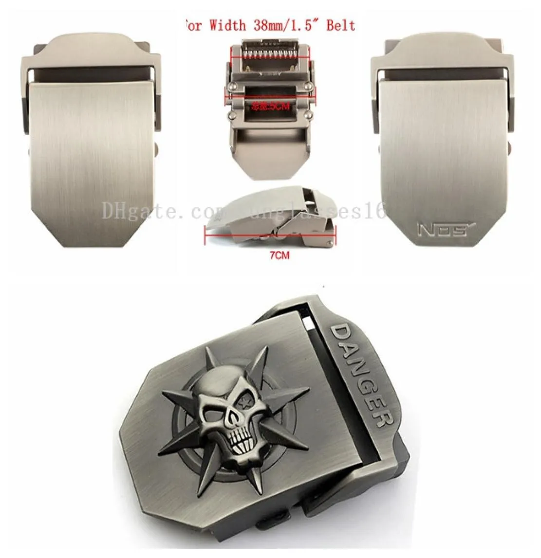 38mm 3D skalle bälte spännen för män Automatisk legering för bandbandspännen lämpliga för tjocklek 354mm män dukbälten6380759