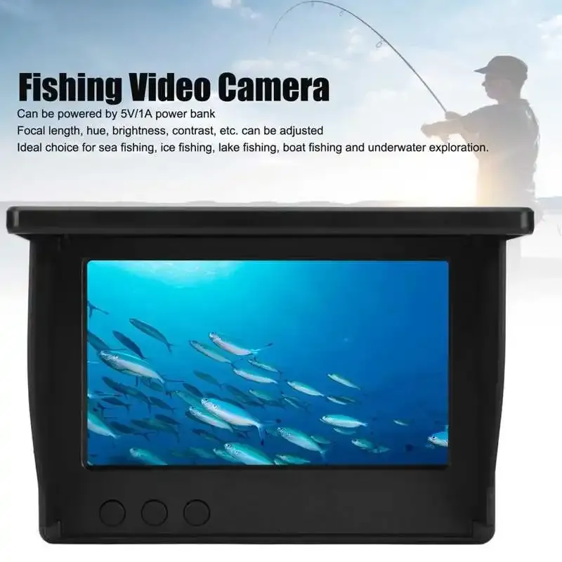 Accesorios Kit de cámara de pesca submarina con un monitor LCD de 4.3 pulgadas IP67 Implaz de agua profunda para la pesca de pesca en bote del lago de hielo marino