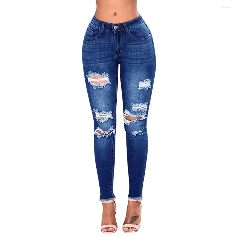 Женские джинсы леггинсы перфорированные винтажные свободные брюки для карандашей Американская улица с печено