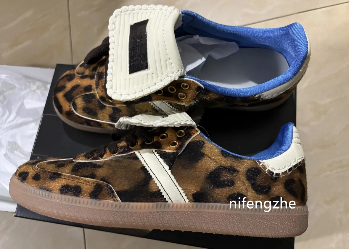 Oryginalny projektant Casual Wales Bonner Buty Leopard Drukuj Męskie damskie buty ręczne buty do biegania na zewnątrz Spzl Designer Treakers