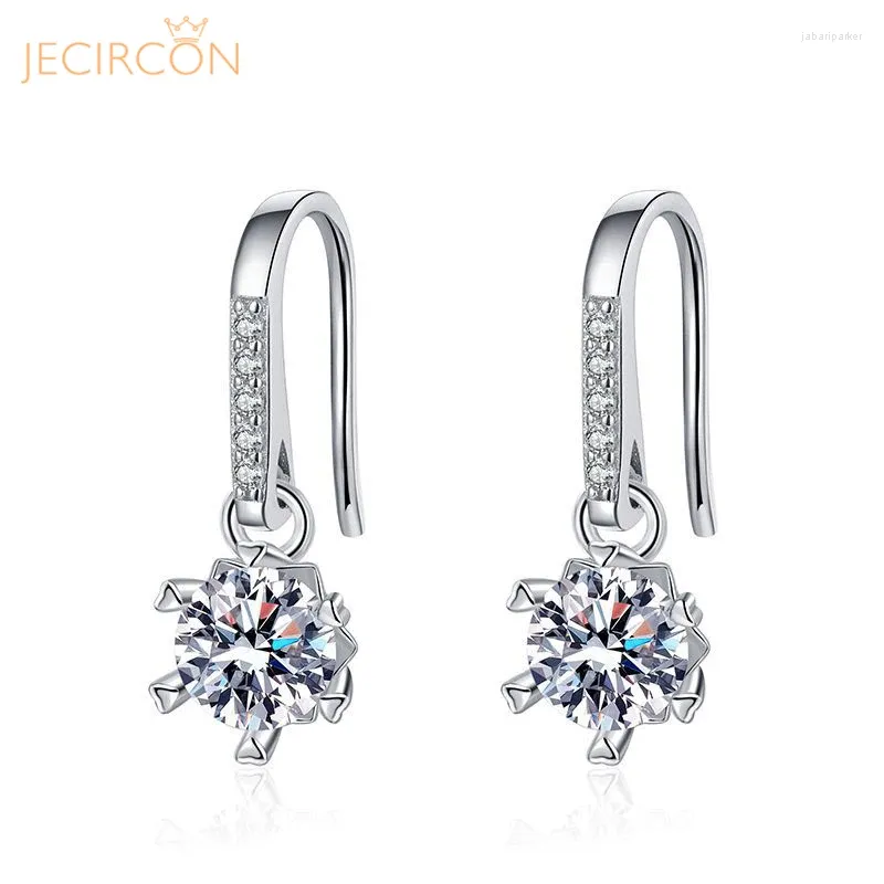 Boucles d'oreilles Stud JECICCON 925 STERLING Silver Moissanite pour les femmes 0,5 carat D Couleur simulée en diamant Snowflake Earhook Platinum-plaqué