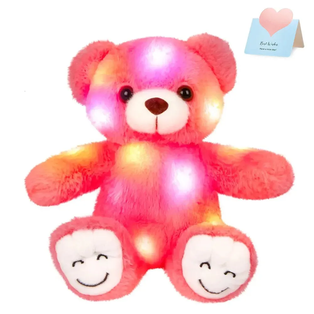 30 cm Lumineuze pluche speelgoed Wit roze groene beren poppen LED-verlichting Verjaardagsgeschenk schattige knuffel dieren voor meisjes Kinderen Gloeiende speelgoed 240419