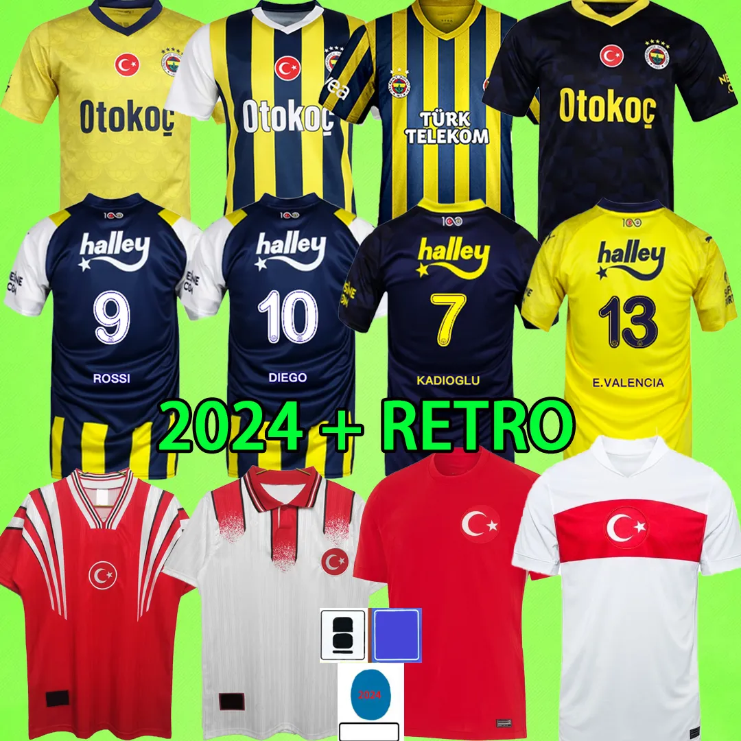 Turkiye 2024サッカージャージーメンズハカンスクールカルハノグルYildiz Ozcan Kadioglu Akturkoglu Nihat Arda Fenerbahce Dzeko Retro Retro 1996 Turkey Uniform 23 24フットボールシャツ