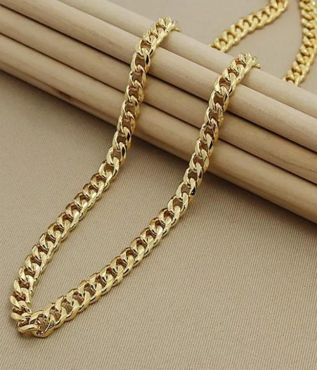 Marca de luxo 8mm lateral 24k Gold amarelo cheio de homens vintage Men Hip Hop Chain Colar para Male8750791